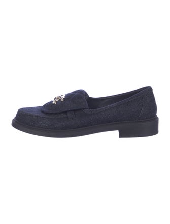 Chanel Interlocking CC Logo Denim Loafers