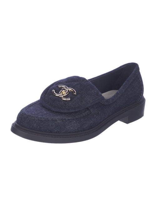 Chanel Interlocking CC Logo Denim Loafers