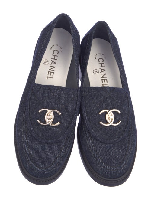 Chanel Interlocking CC Logo Denim Loafers
