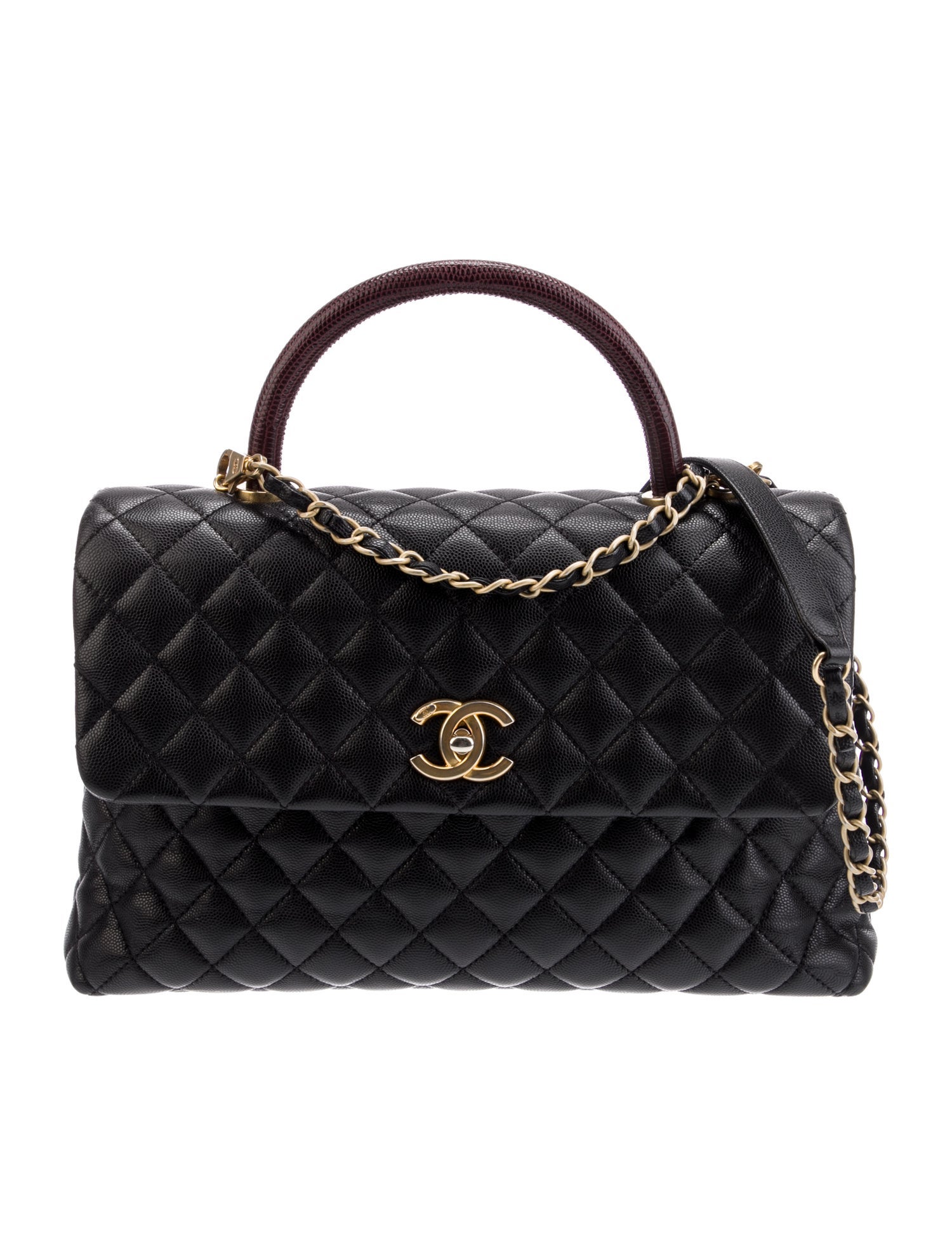 Chanel Medium Lizard-Trimmed Coco Handle Bag
