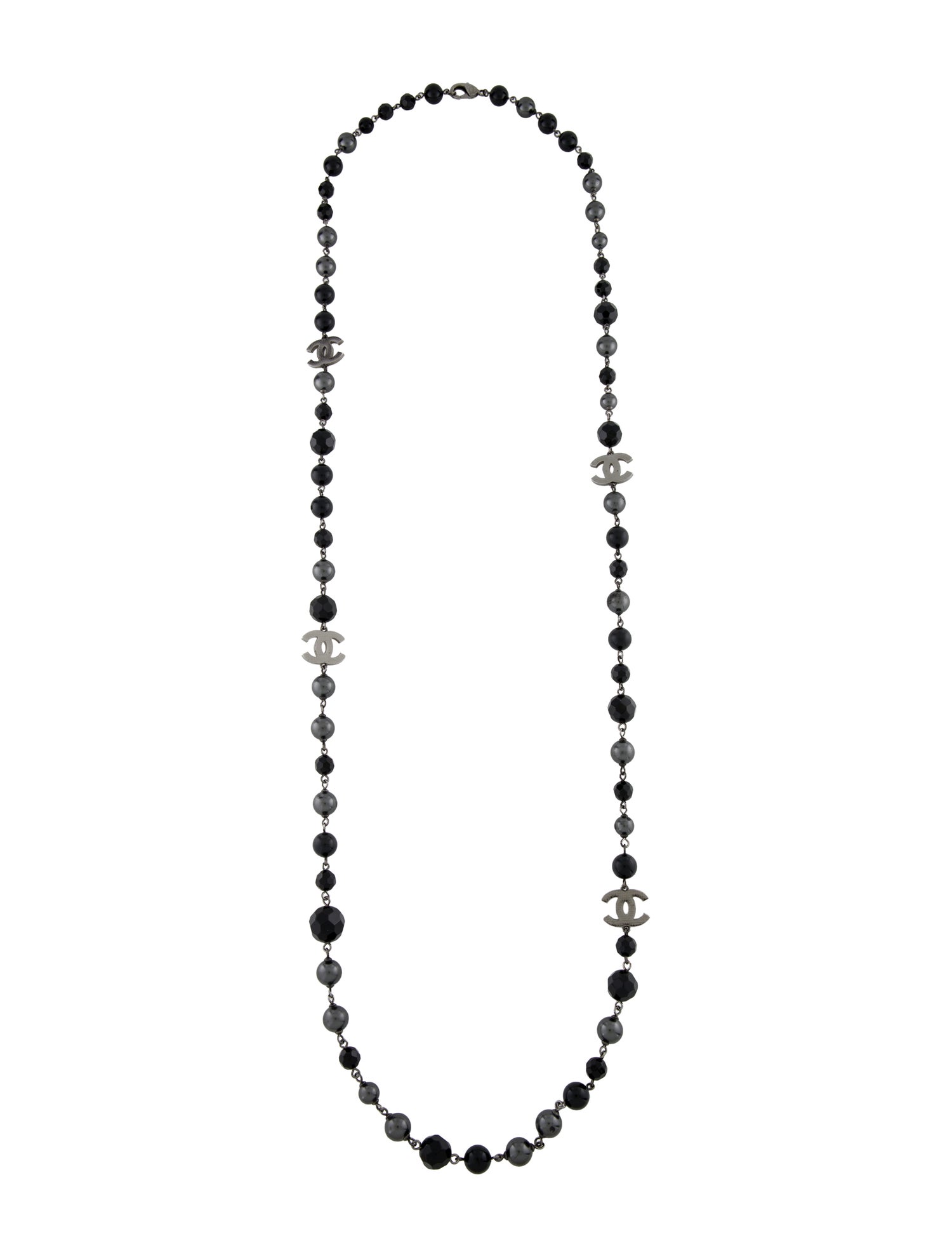 Chanel Faux Pearl & Resin CC Station Necklace