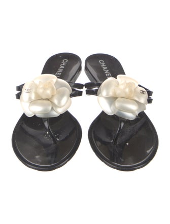 Chanel Interlocking CC Logo Rubber Slides