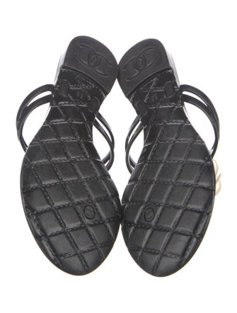 Chanel Interlocking CC Logo Rubber Slides