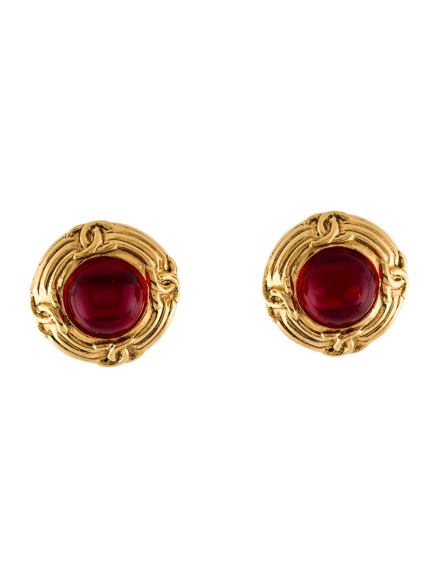 Chanel Vintage Gripoix CC Clip-On Earrings