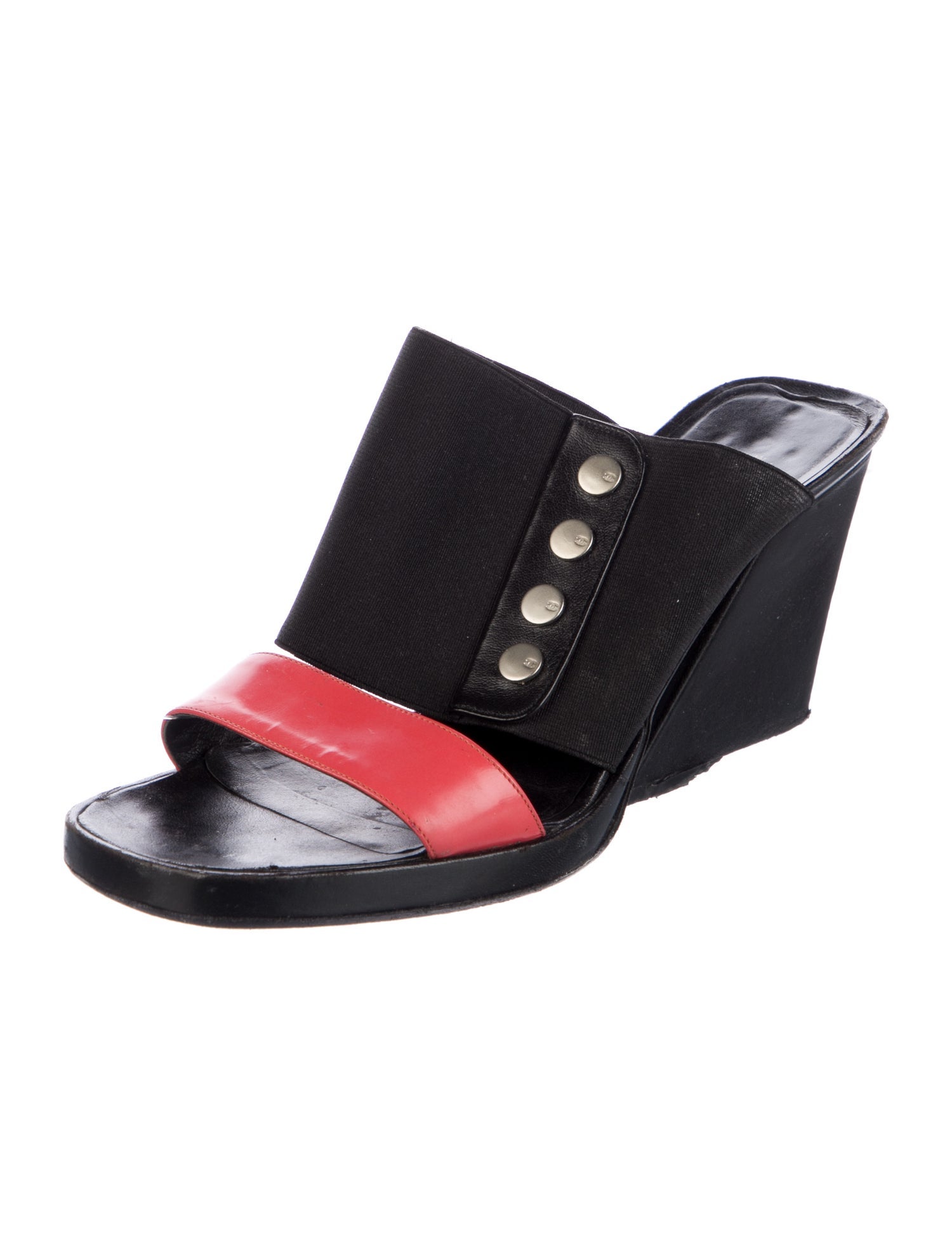 Chanel Interlocking CC Logo Calfskin Slides