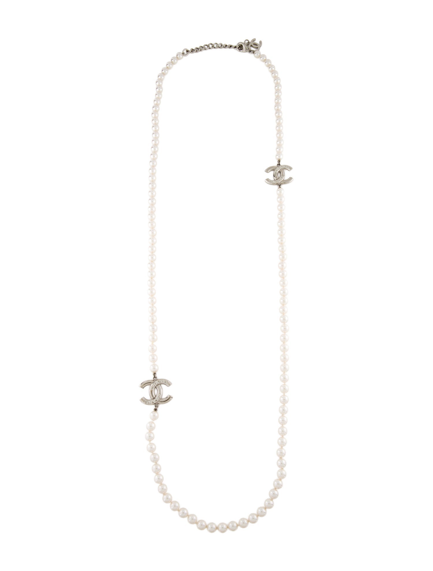Chanel 2025 Faux Pearl & Enamel CC Long Station Necklace