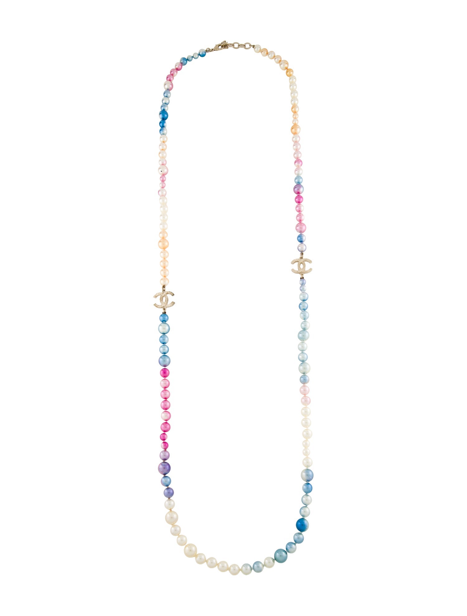 Chanel Faux Pearl CC Long Station Necklace