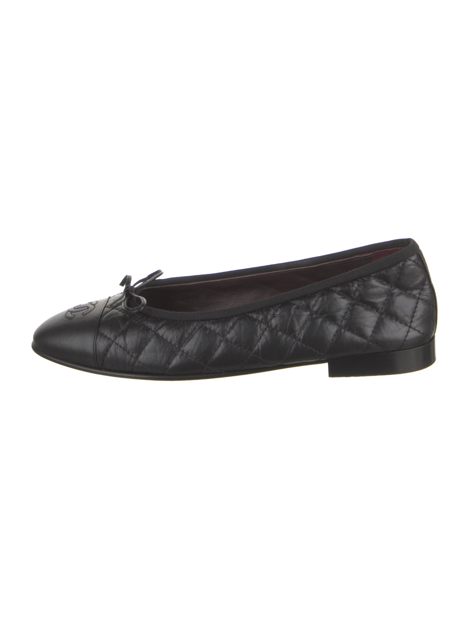 Chanel Interlocking CC Logo Leather Ballet Flats