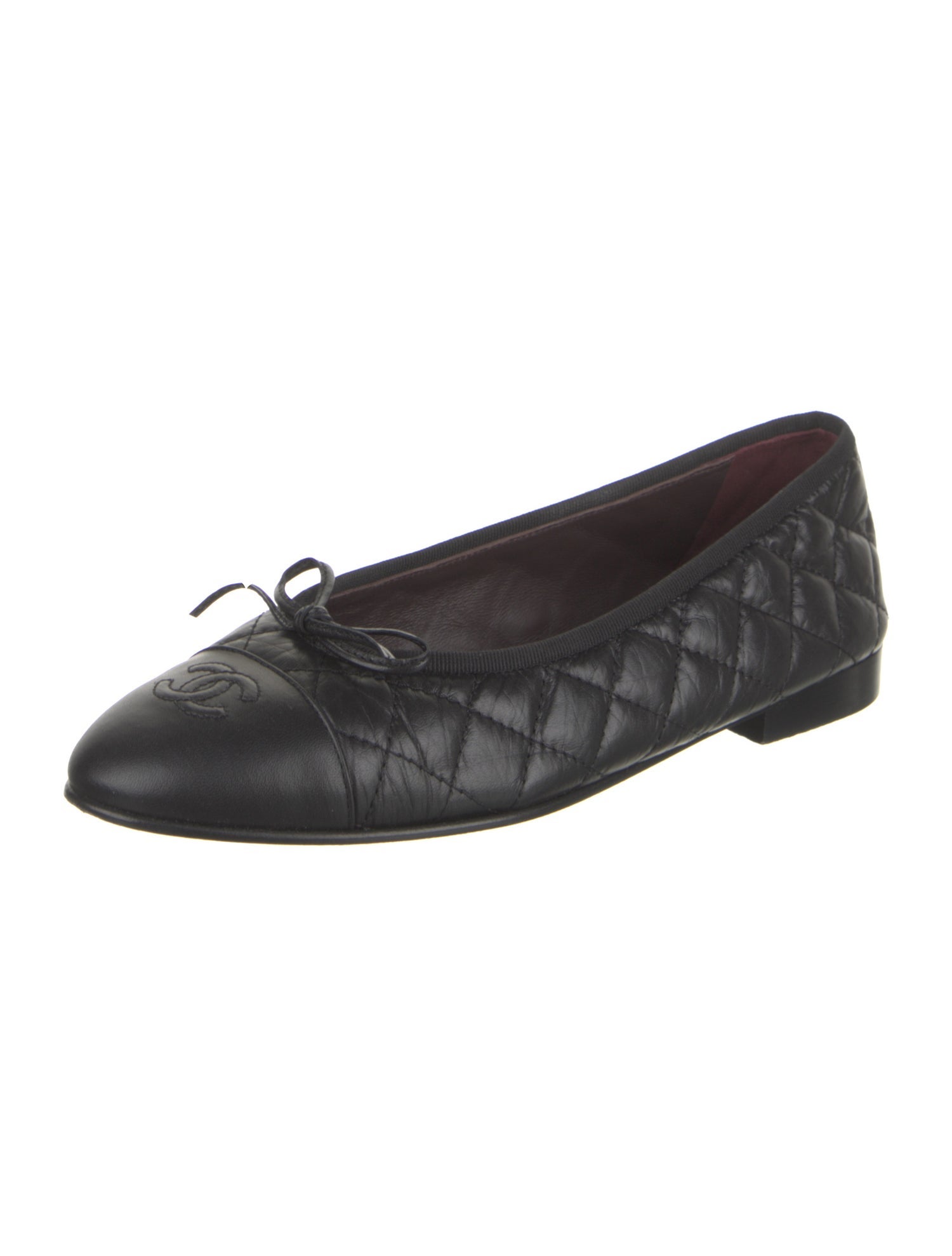 Chanel Interlocking CC Logo Leather Ballet Flats