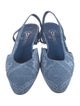 Chanel Interlocking CC Logo Denim Slingback Flats