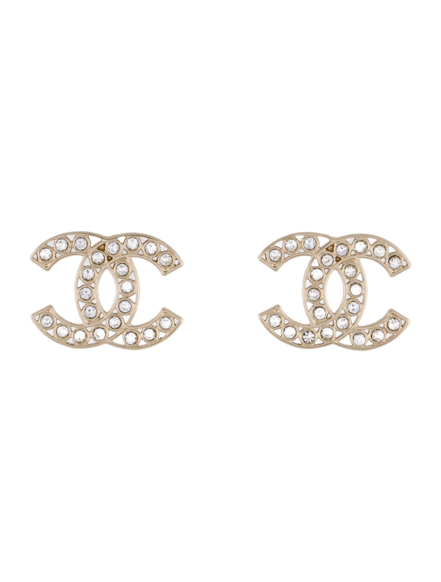 Chanel 2023 Strass CC Stud Earrings