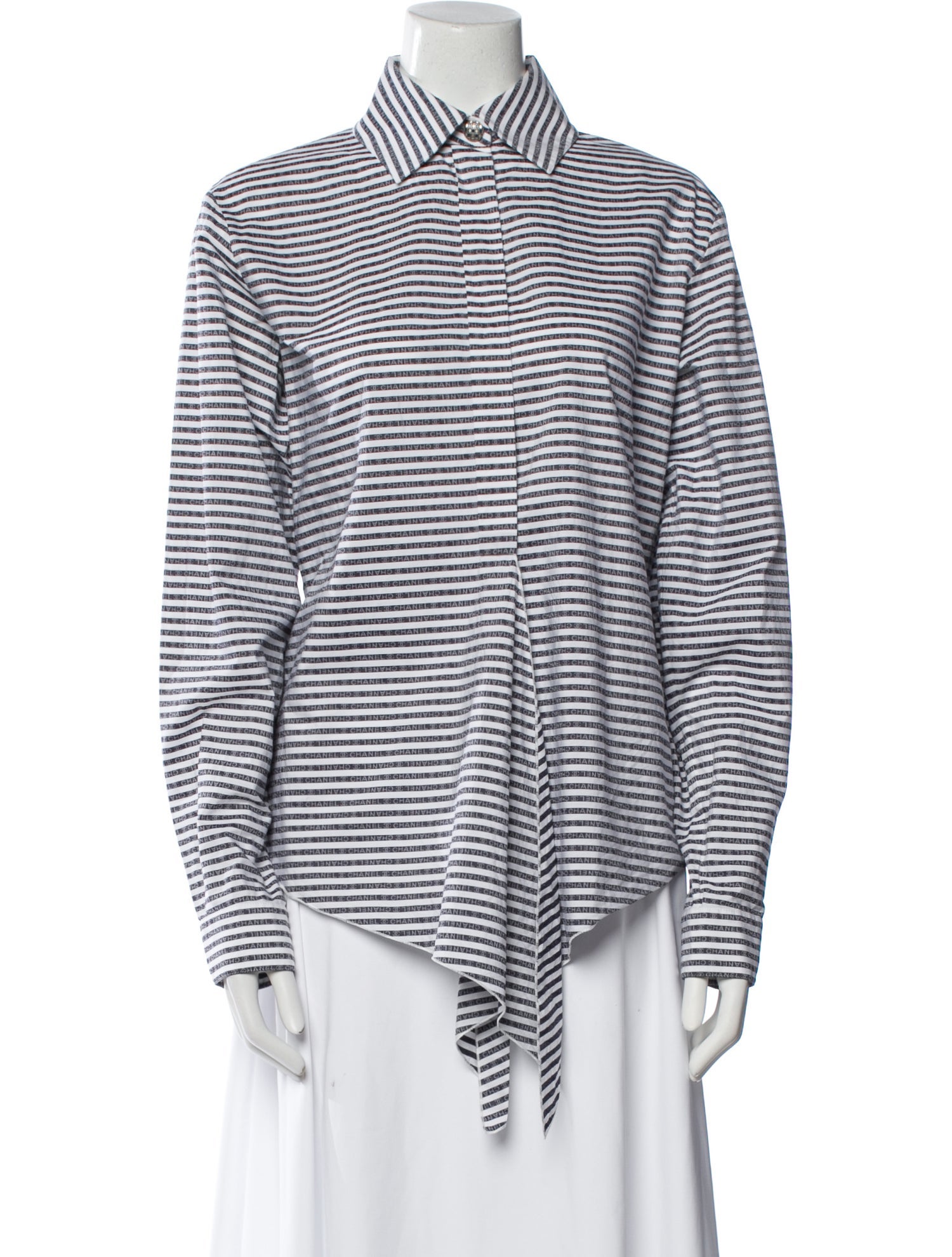 Chanel 2020 Striped Button-Up Top