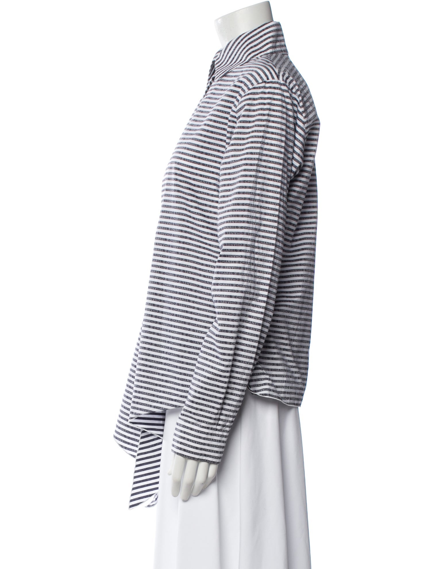 Chanel 2020 Striped Button-Up Top