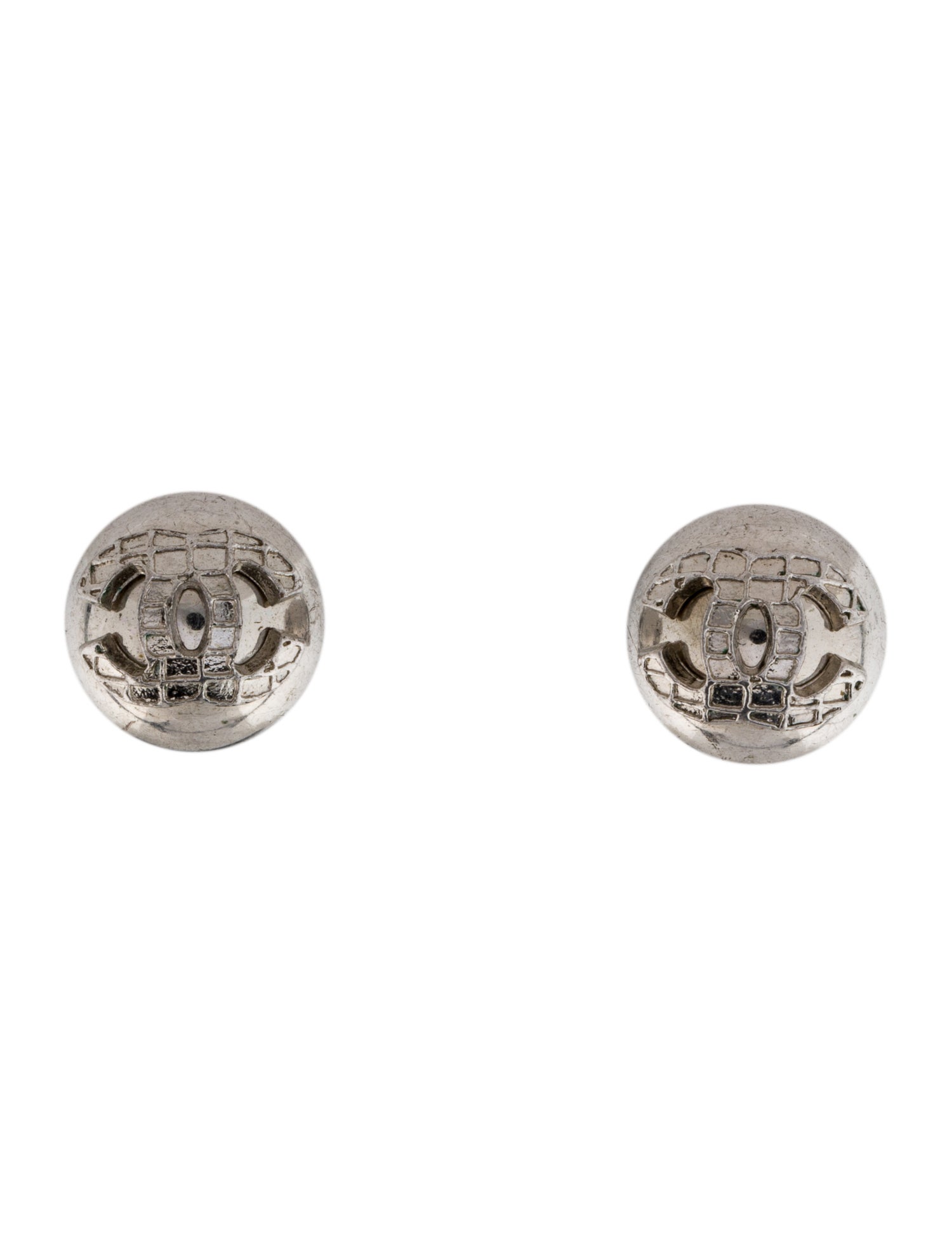 Chanel Vintage Textured CC Clip-On Earrings