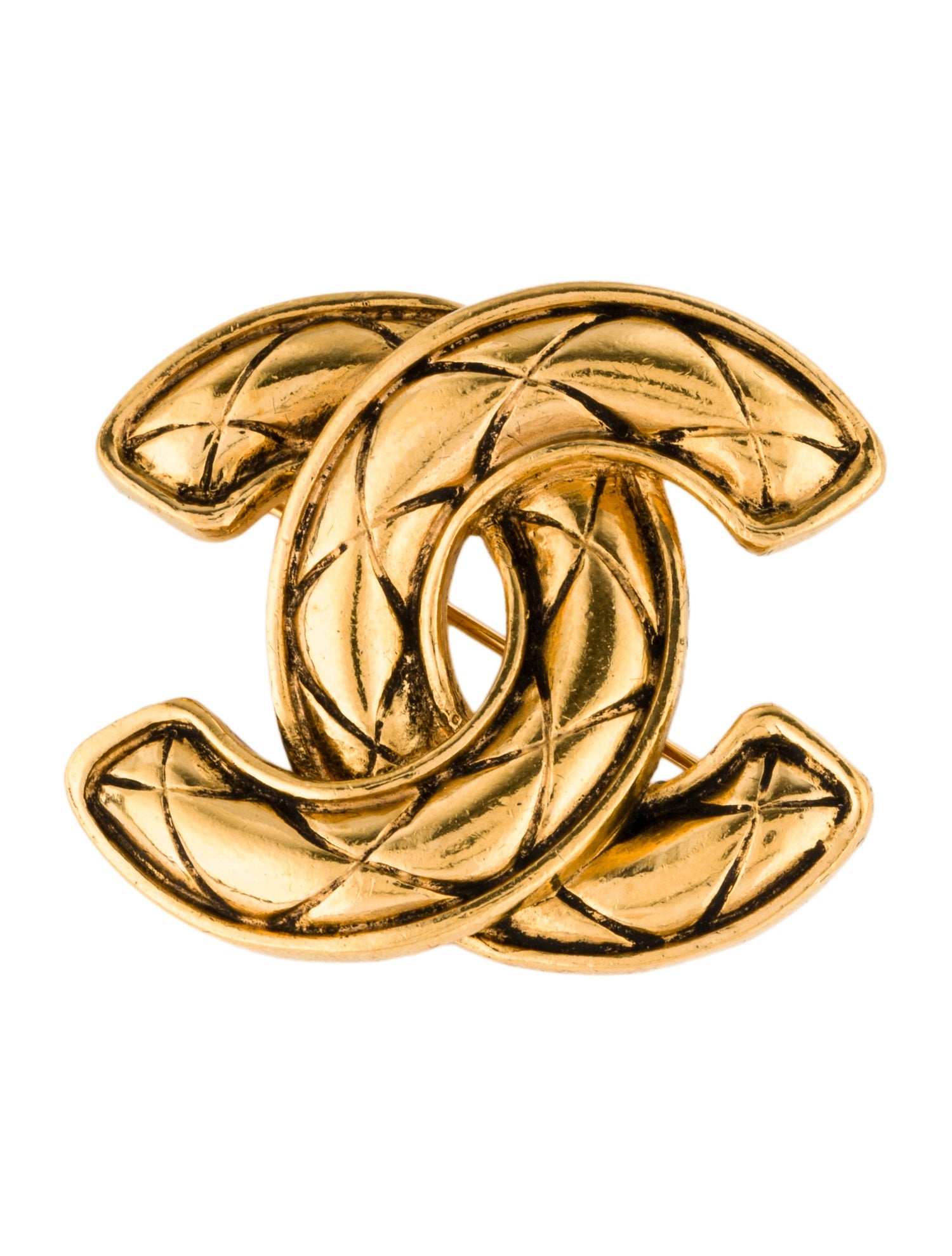 Chanel Vintage Quilted CC Brooch
