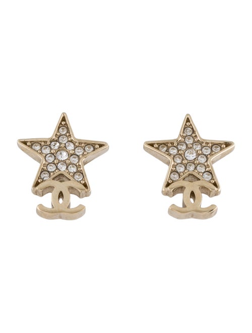 Chanel 2023 Strass Star CC Drop Earrings