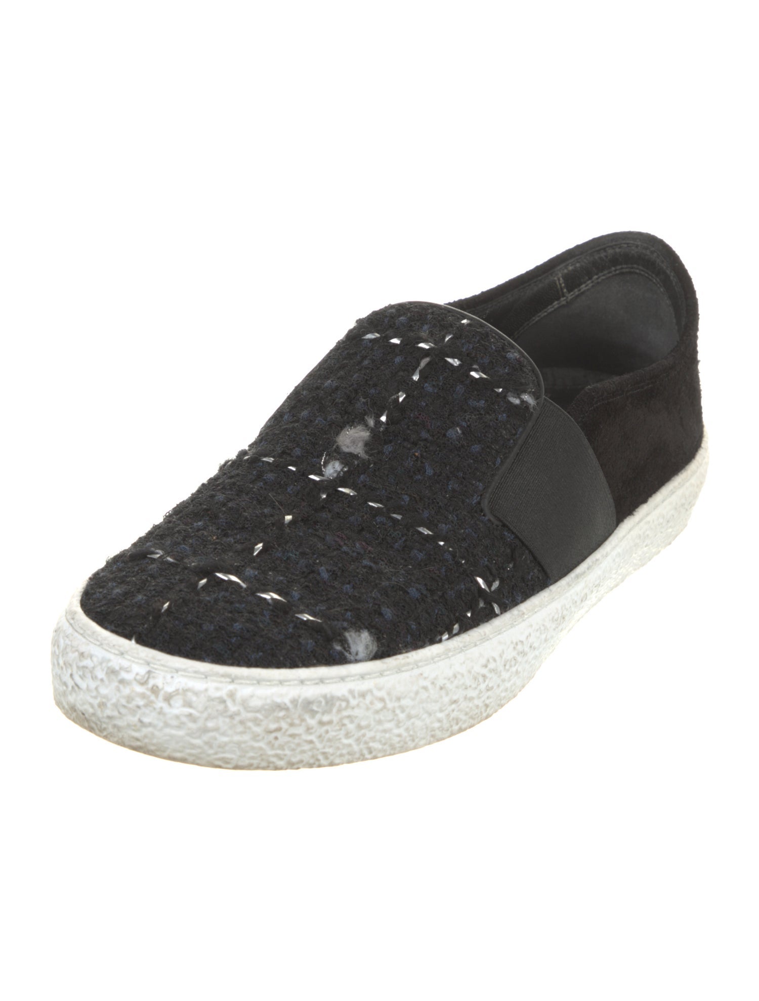 Chanel Interlocking CC Logo Tweed Sneakers