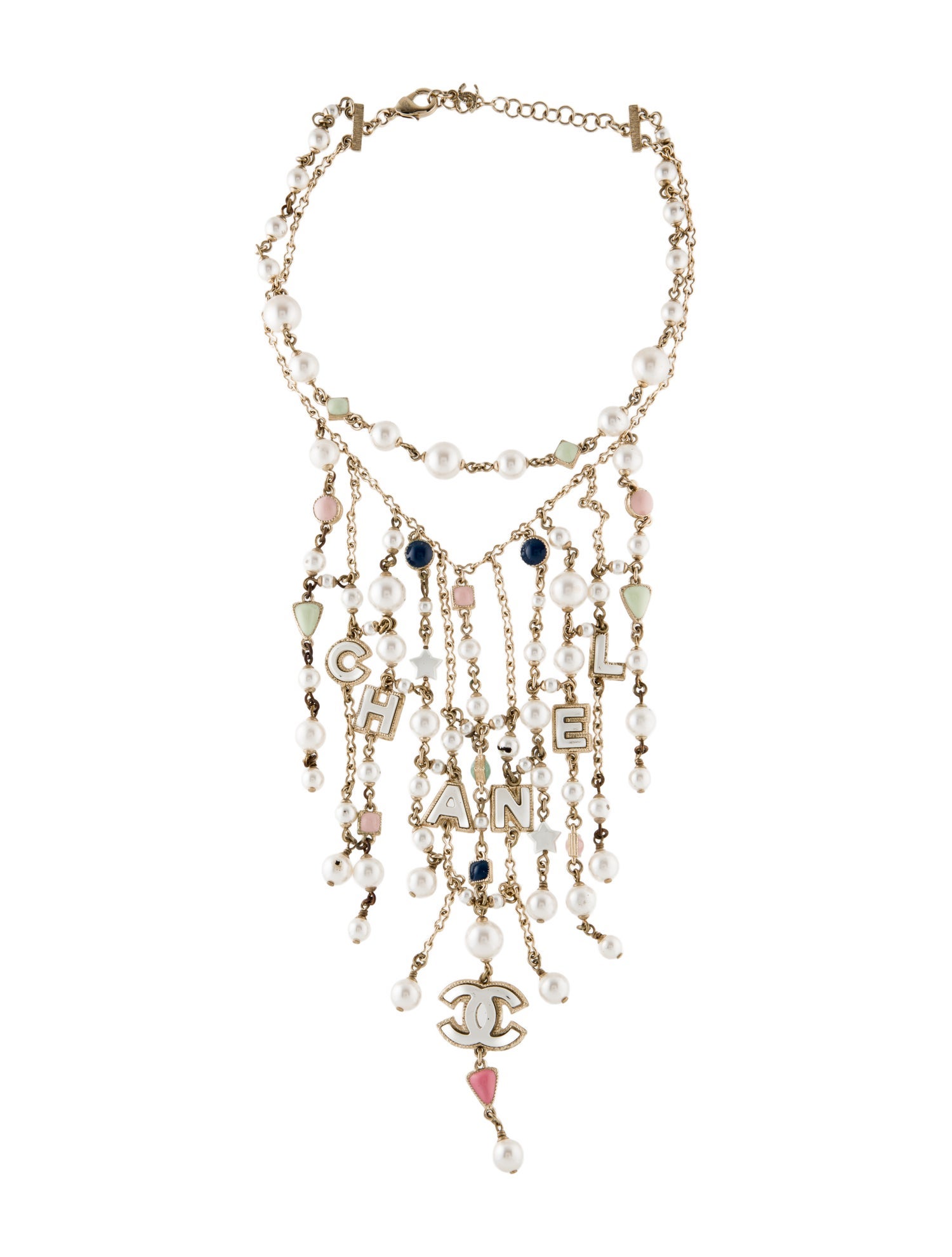 Chanel Faux Pearl CC Collar Necklace