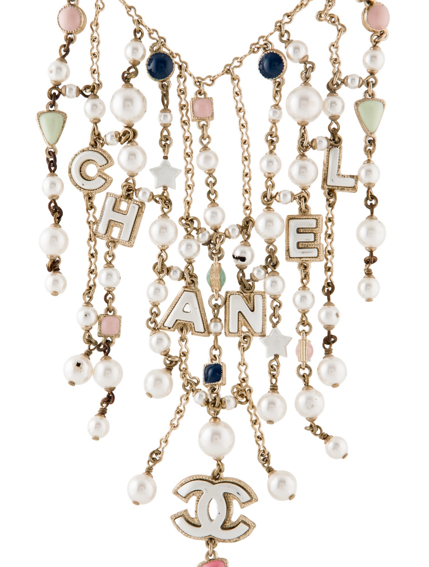 Chanel Faux Pearl CC Collar Necklace