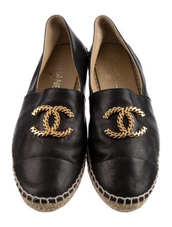 Chanel Interlocking CC Logo Leather Espadrilles