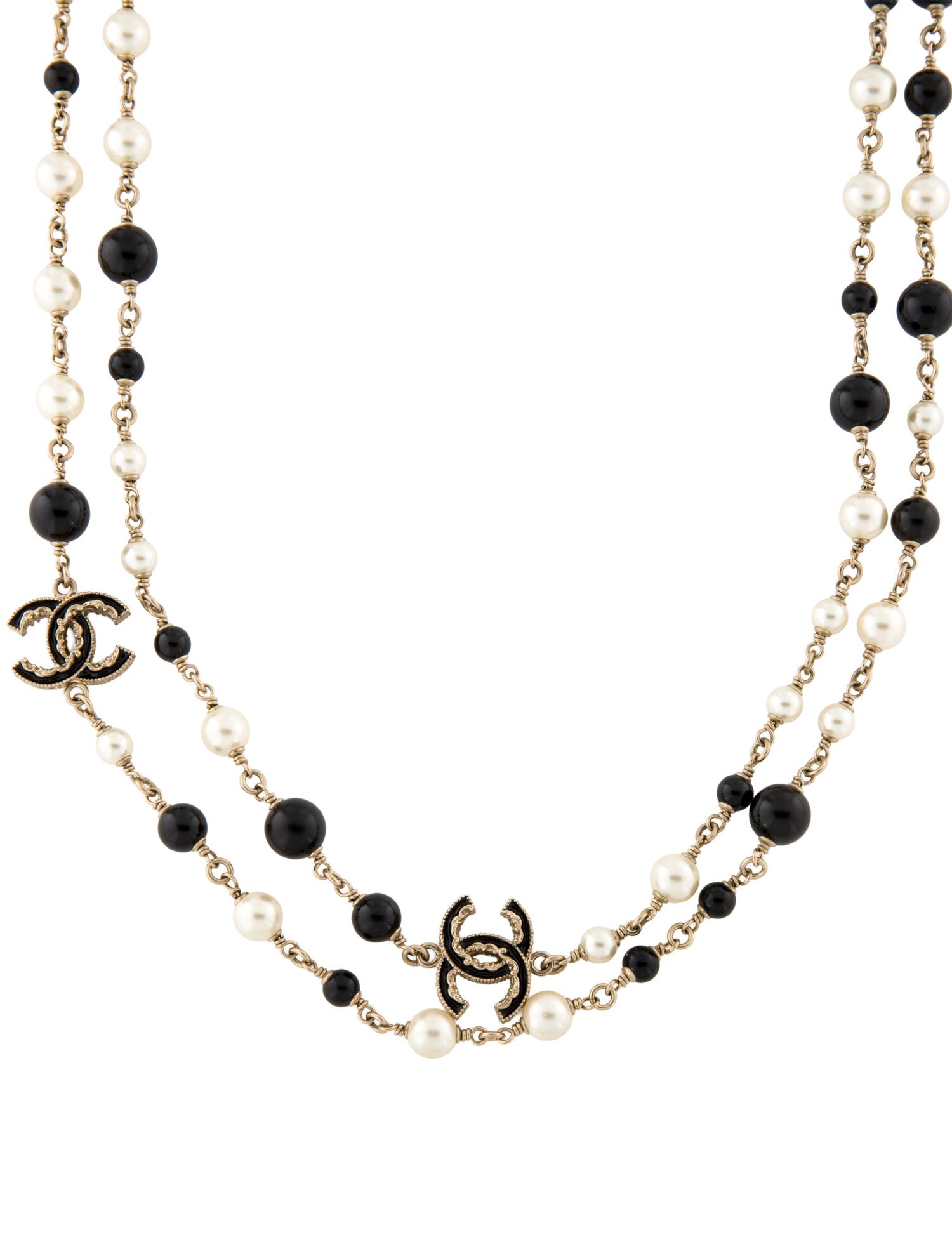 Chanel Faux Pearl, Resin & Enamel CC Long Station Necklace