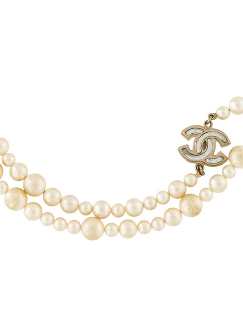 Chanel Faux Pearl & Resin CC Long Station Necklace