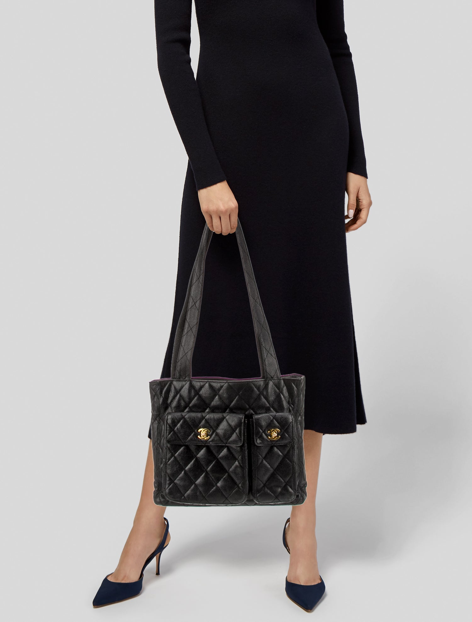 Chanel Quilted Double Pocket Tote