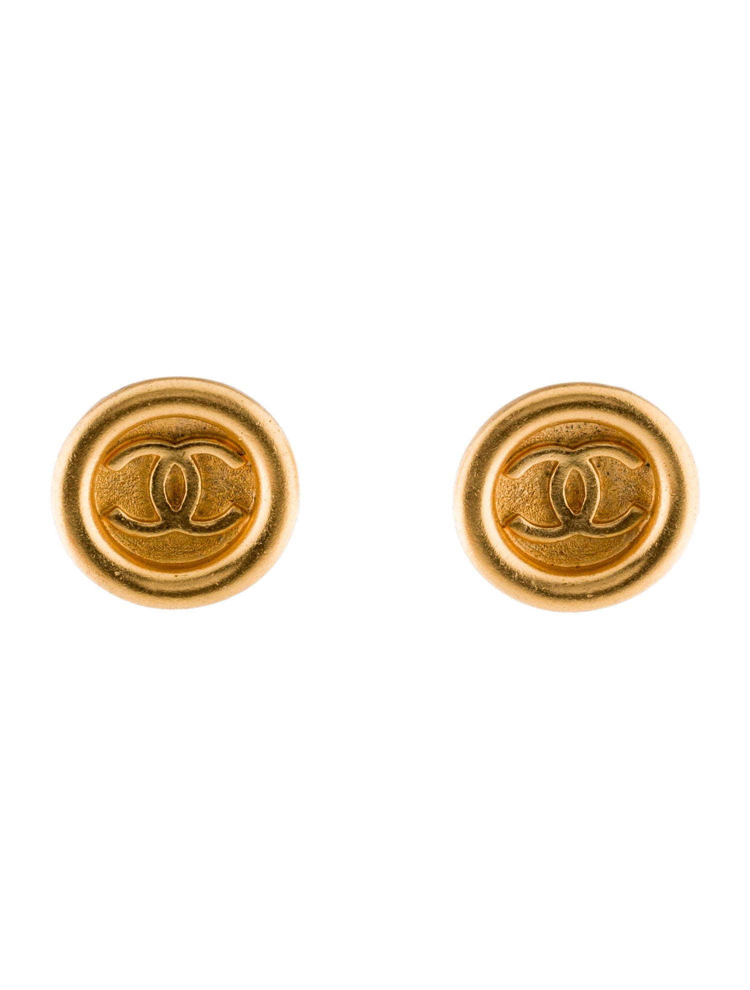 Chanel Vintage CC Button Clip-On Earrings