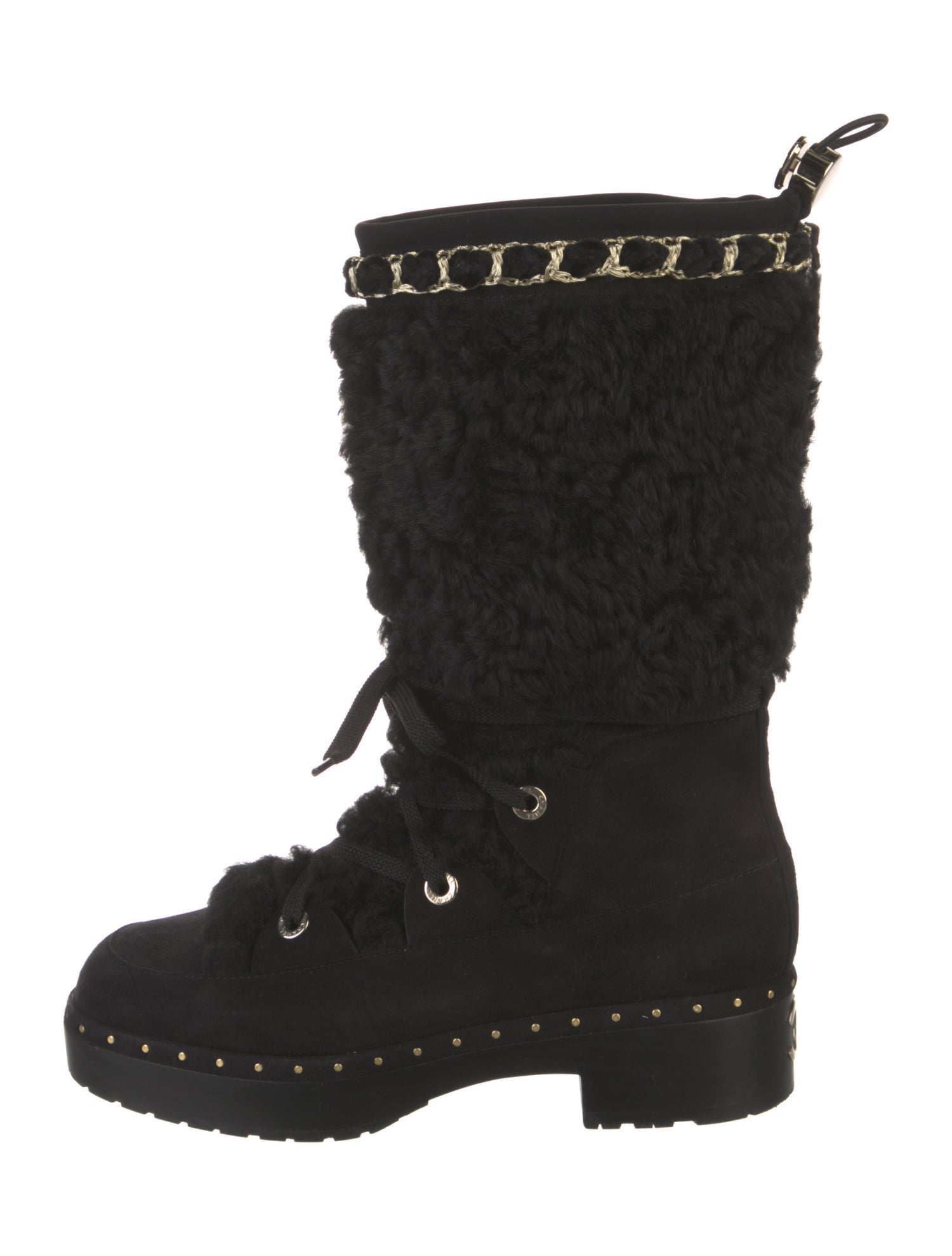 Chanel 2019 Interlocking CC Logo Lace-Up Boots