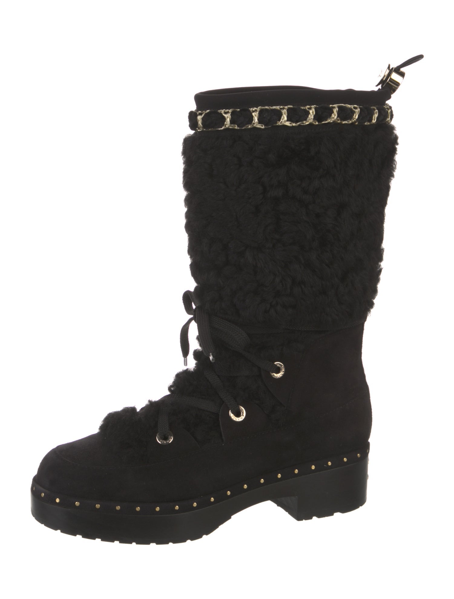 Chanel 2019 Interlocking CC Logo Lace-Up Boots