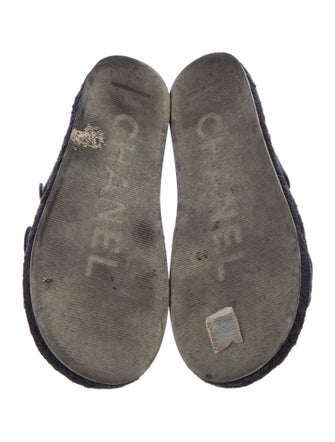 Chanel Interlocking CC Logo Satin Slides