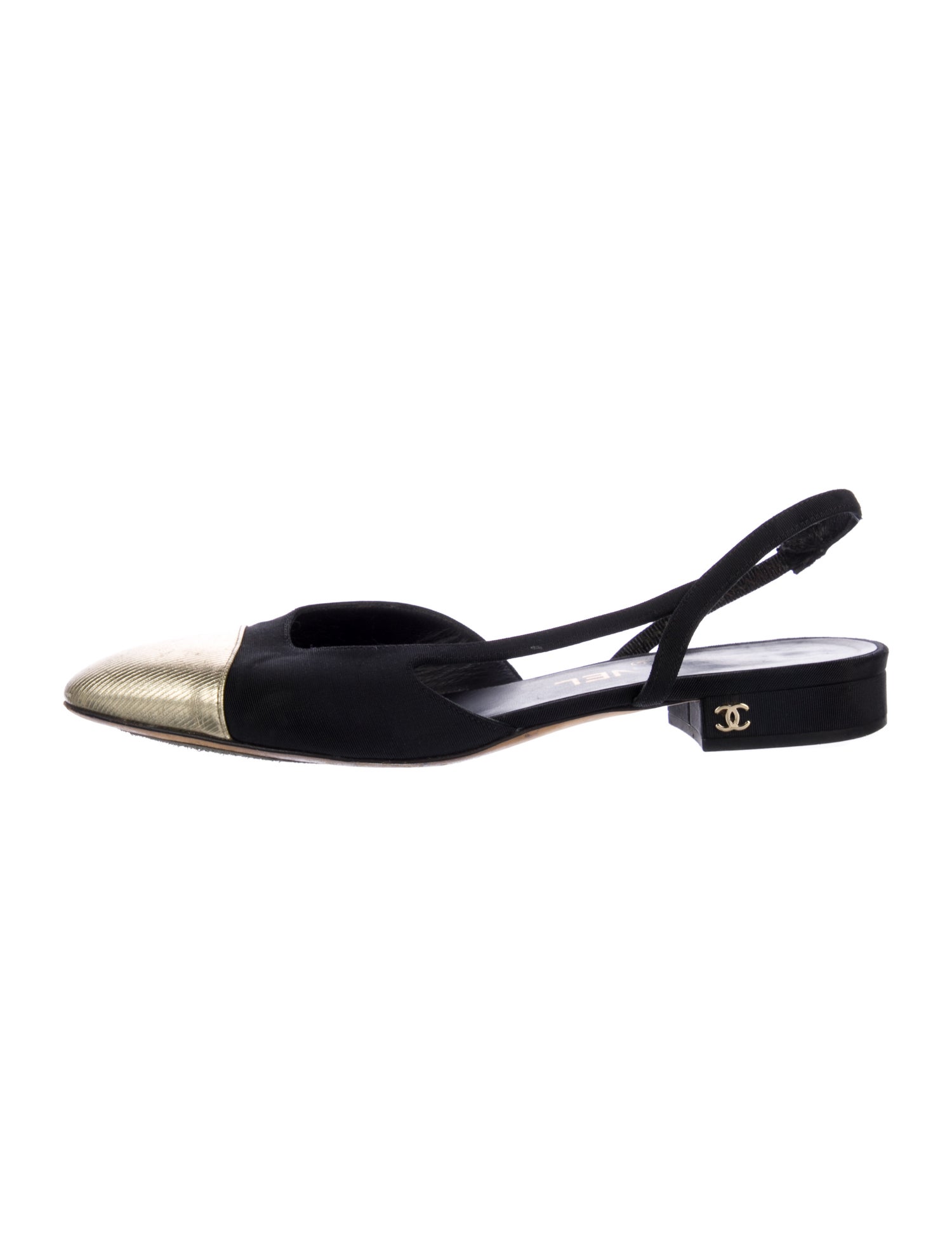 Chanel Interlocking CC Logo Slingback Flats