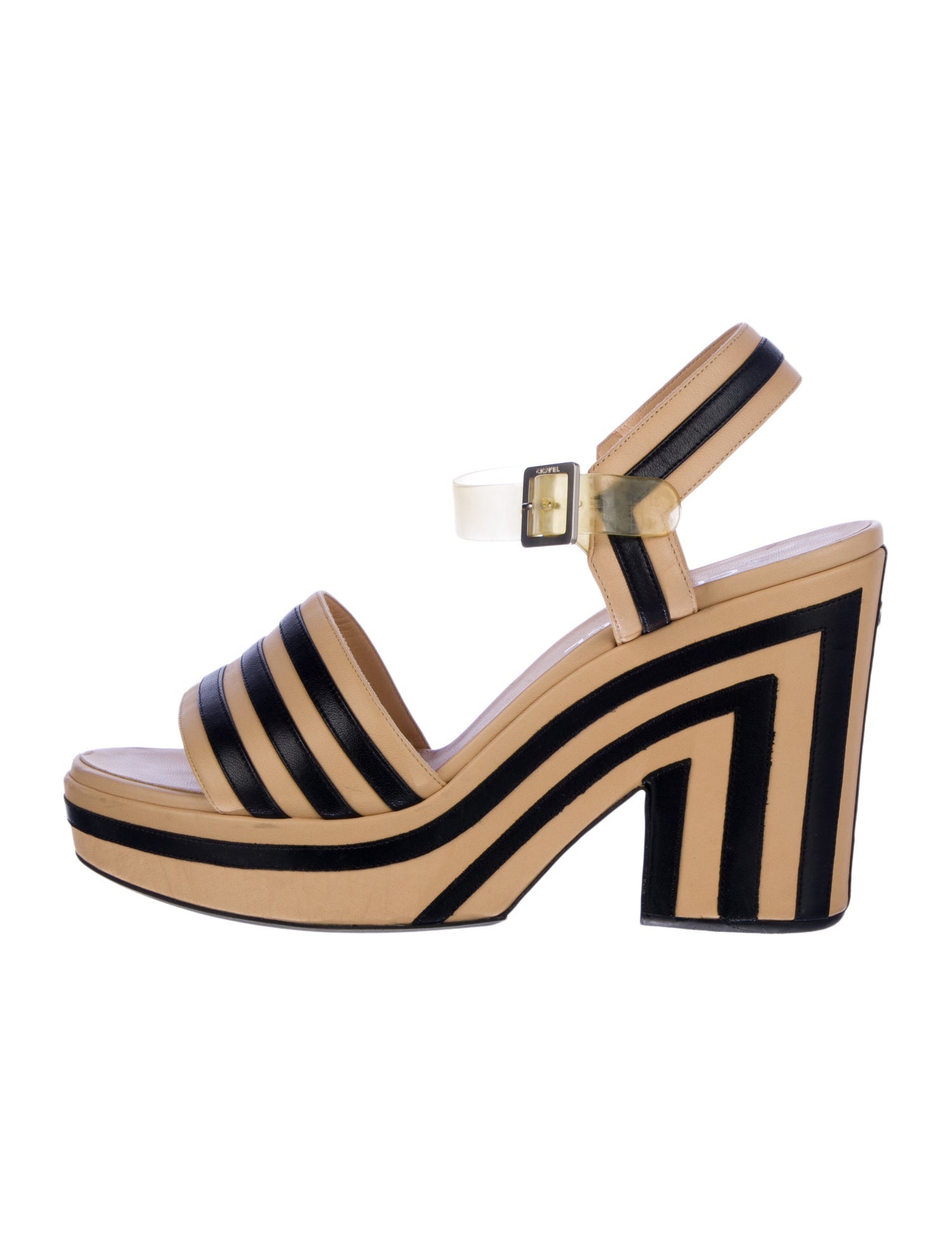 Chanel Interlocking CC Logo Leather Slingback Sandals