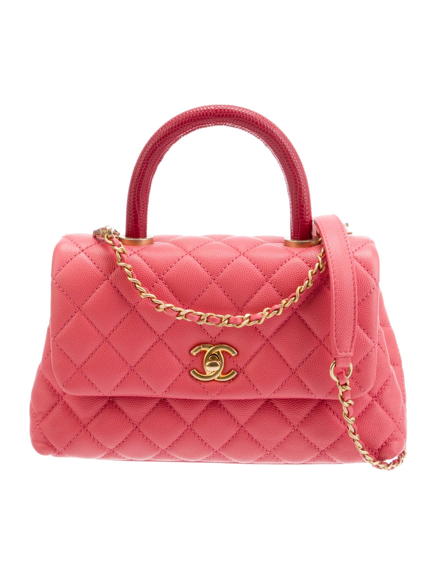 Chanel Mini Lizard-Trimmed Coco Handle Bag