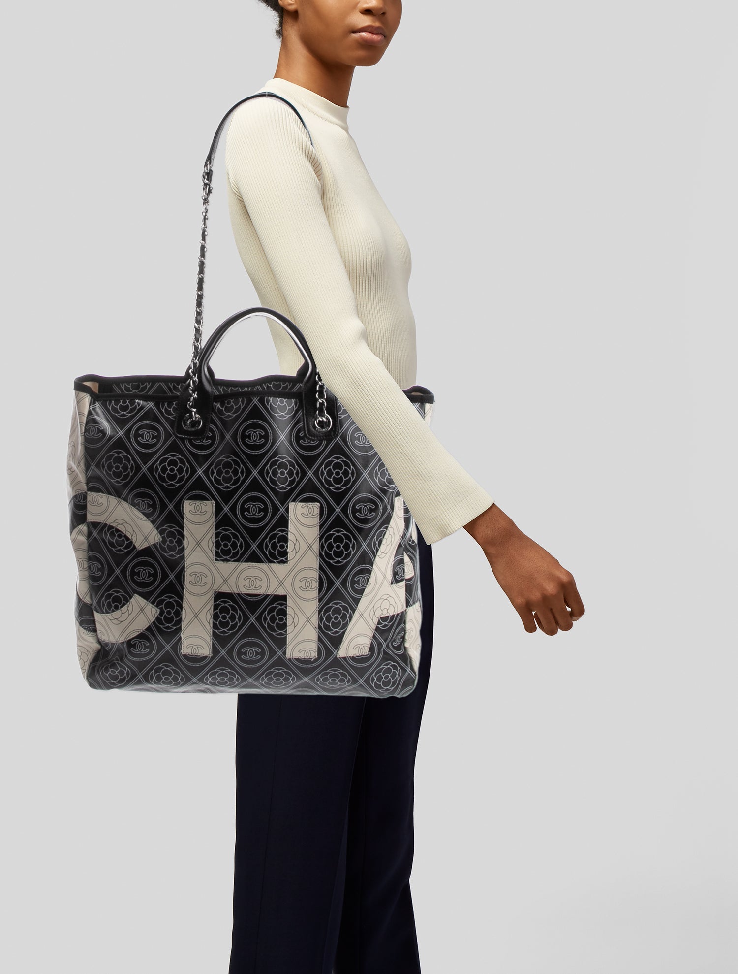 Chanel Maxi Camellia Shopping Tote