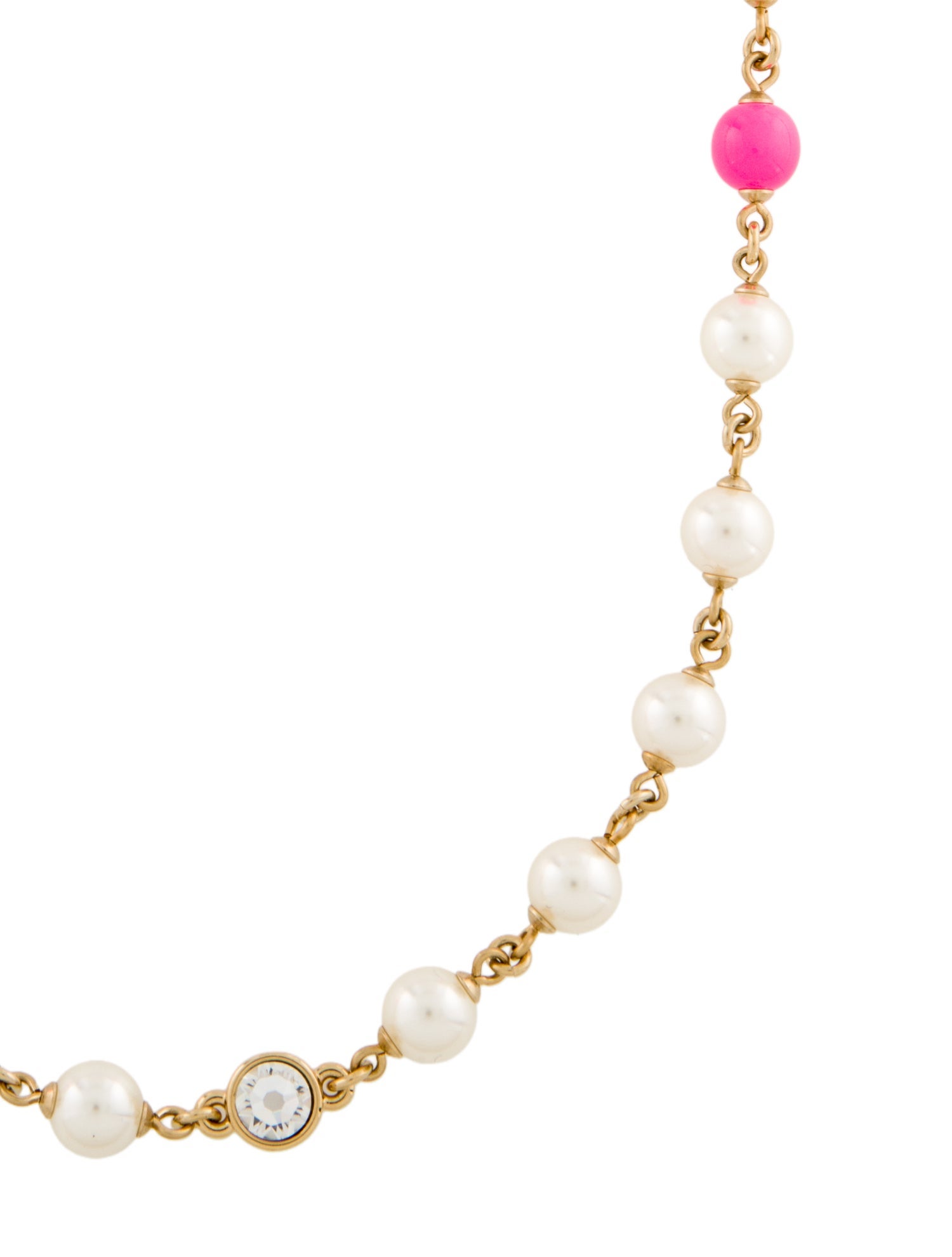 Chanel 2024 Faux Pearl, Strass, Resin & Enamel CC Station Necklace