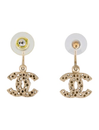 Chanel Strass & Enamel CC Drop Earrings