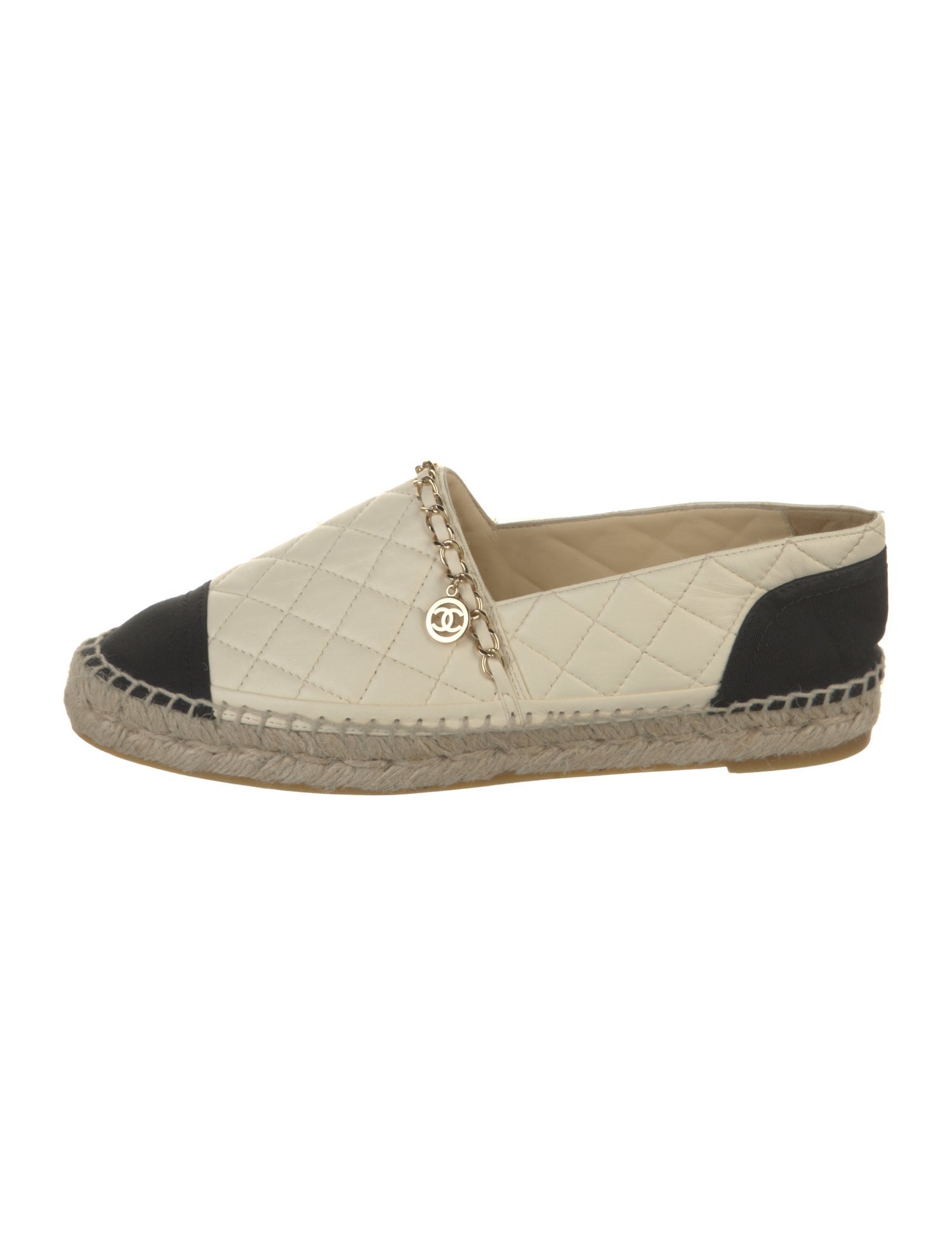 Chanel Interlocking CC Logo Lambskin Espadrilles