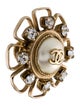 Chanel Faux Pearl & Strass CC Pin