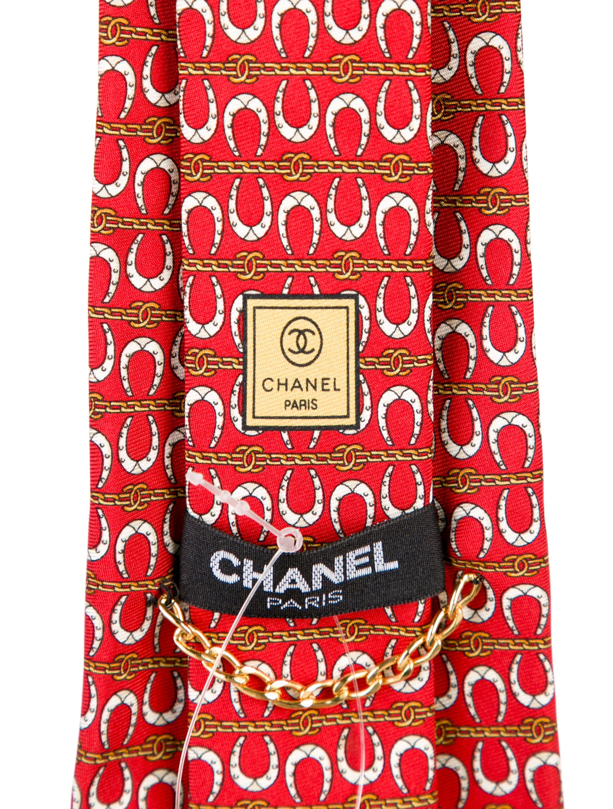 Chanel Horseshoe Chain Link Print Tie