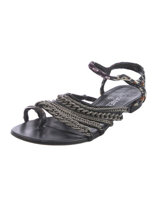 Chanel 2015 Chain-Link Accent Slingback Sandals