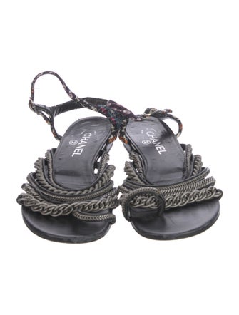 Chanel 2015 Chain-Link Accent Slingback Sandals