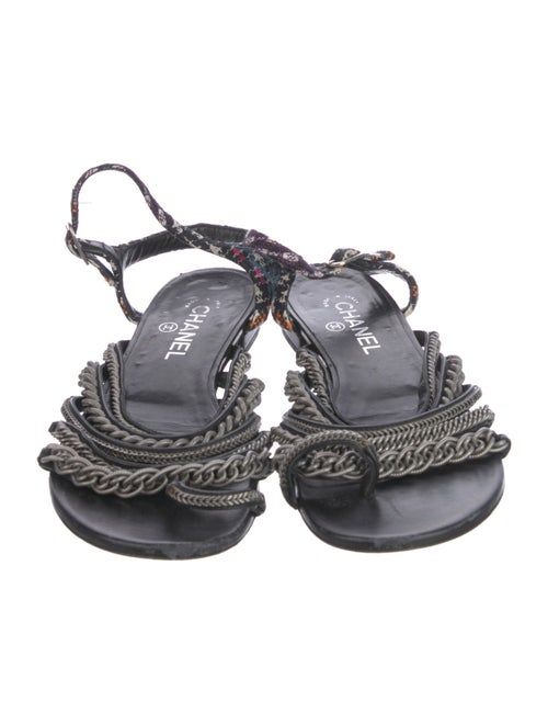 Chanel 2015 Chain-Link Accent Slingback Sandals