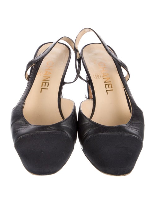Chanel Interlocking CC Logo Leather Slingback Pumps