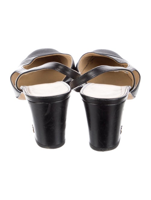 Chanel Interlocking CC Logo Leather Slingback Pumps