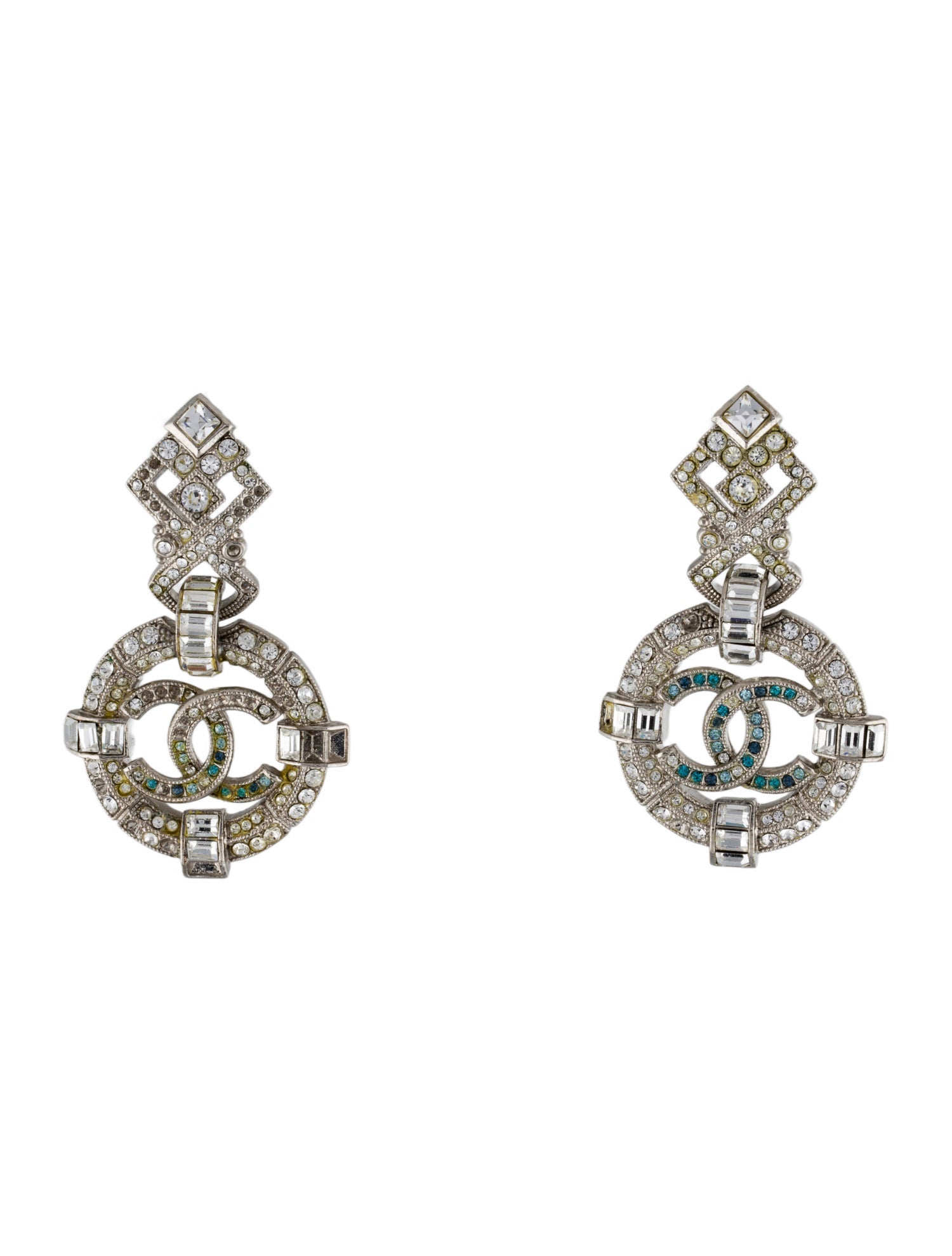 Chanel Strass CC Drop Earrings