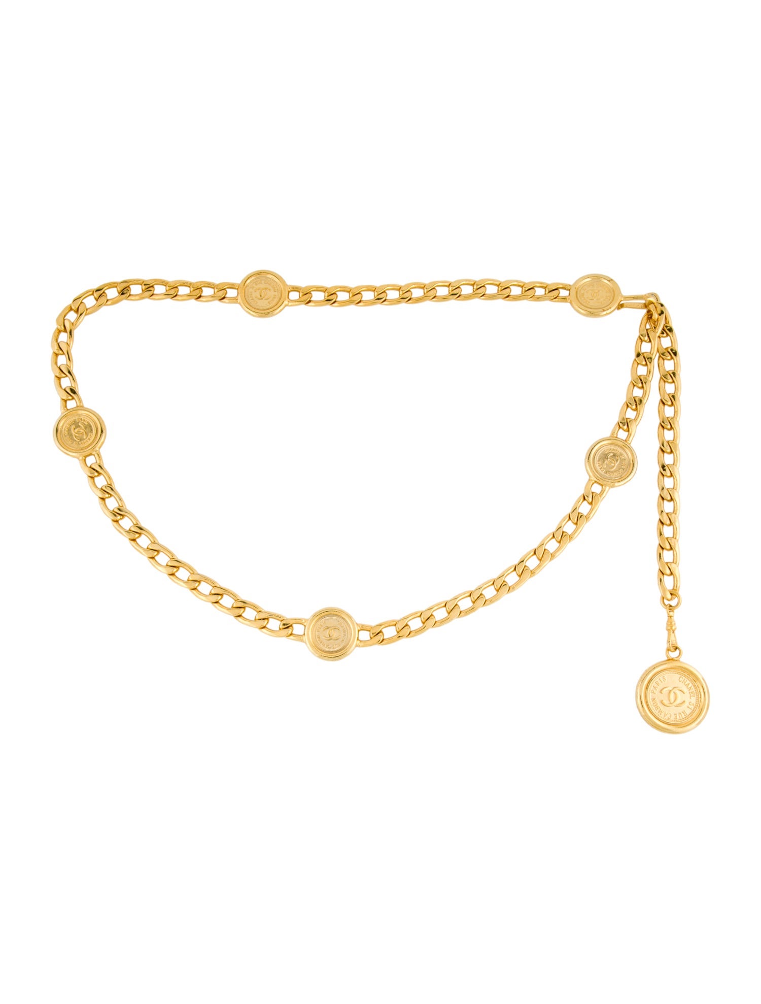 Chanel Interlocking CC Logo Skinny Chain-Link Belt