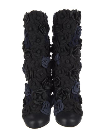 Chanel Interlocking CC Logo Leather Combat Boots