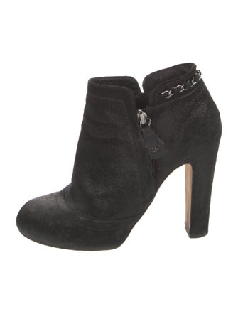 Chanel Interlocking CC Logo Suede Boots