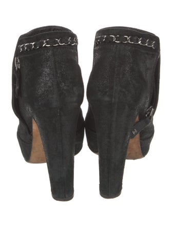 Chanel Interlocking CC Logo Suede Boots